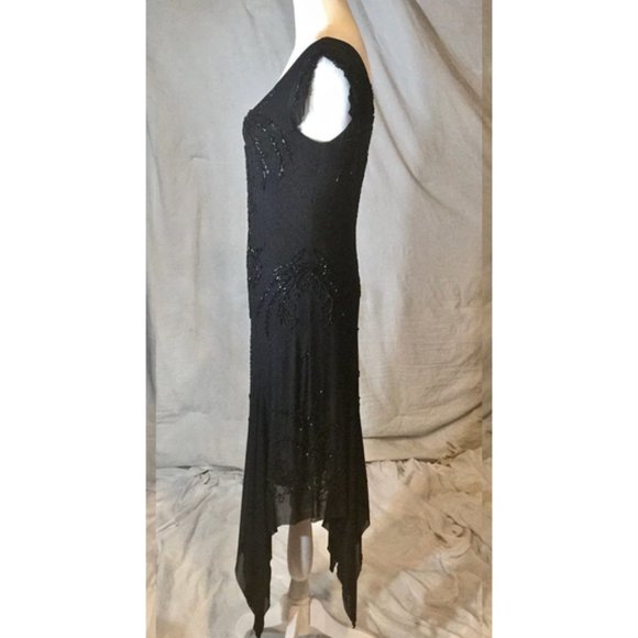 Sue Wong Nocturne Black Beaded V Neck 20s Style Cocktail Dress - Picture 3 of 12